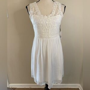 Dex white sleeveless lacey midi dress SZ small